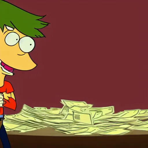 Image similar to fry from futurama holding out his money angrily in the take my money meme, hyper realistic, 8 k, cinematic lighting, sharp focus, 8 k,