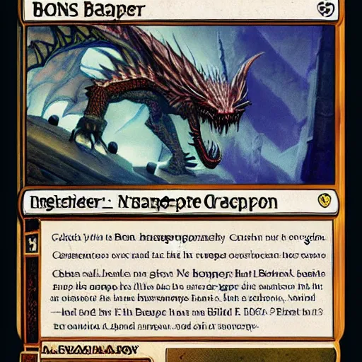 Image similar to MTG card art of a Bonesnapper Dragon