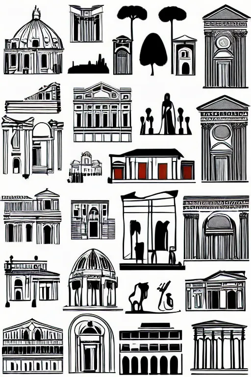 Image similar to minimalist boho style art of rome, illustration, vector art