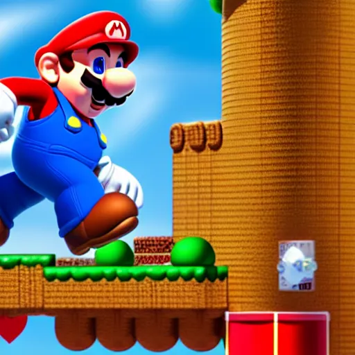 Image similar to Super Mario having a heart attack, 4K detail