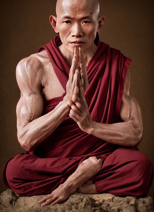 Prompt: portrait of a buddhist monk with translucent skin, visible muscles and veins and arteries and bones and spines and nerves, beautiful detailed intricate insanely detailed octane render, 8k artistic photography, photorealistic, chiaroscuro, by David Cronenberg, Raphael, Caravaggio