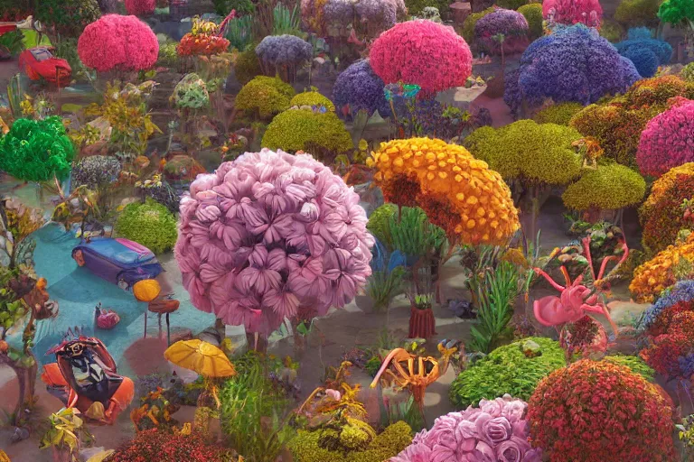 Prompt: super detailed color art, a lot of small garden flowers, A multiverse of insects and spiders, unreal engine, wes anderson color palette, 3d render, colorful, digital art