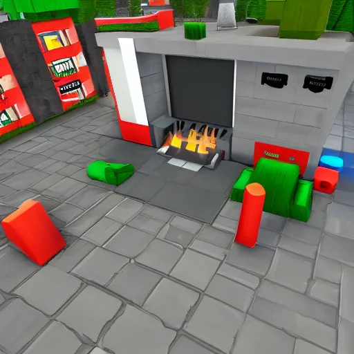 Prompt: gas store simulator, Roblox game scene