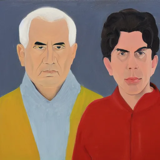 Image similar to a portrait of pajares y esteso by alex katz, trending on artstation