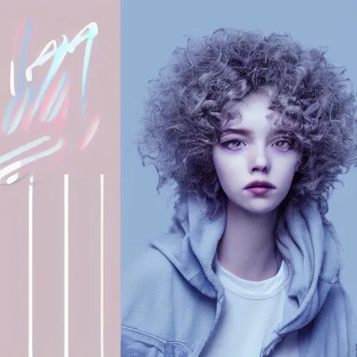 Prompt: A digital art of Alyssa, a girl with messy curly pastel hair, streetwear fashion, clear clean face, face by lya kushinov, Avetetsuya Studios