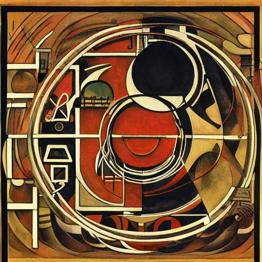 Image similar to maze labyrinth steampunk by albert gleizes and by hilma klint