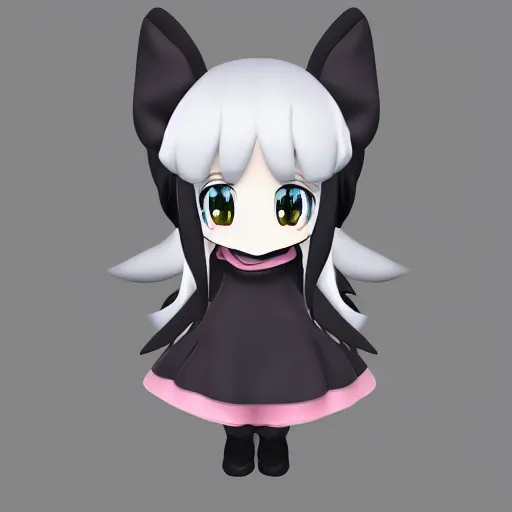 Image similar to cute fumo plush of a ponygirl in a hoodie, anime girl, anime ears, chibi, black and white, vray