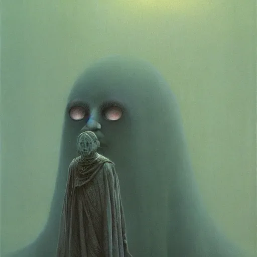 Image similar to style by millais, ( ( ( ( ( ( ( ( by beksinski ) ) ) ) ) ) ) ), portrait painting of futuristic yokai, 8 k, highly detailed,