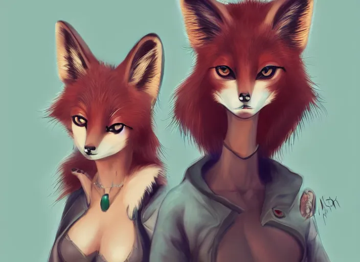 Image similar to stunningly beautiful female anthropomorphic fox character in a rock outfit character illustration trending on ArtStation, deviantart, SFW version, high detail, stylized portrait H 704