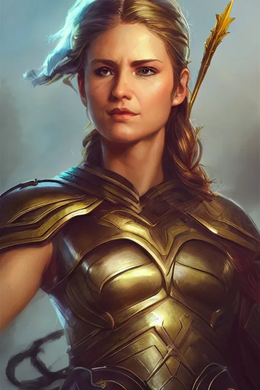 Image similar to amazon valkyrie athena, d & d, fantasy, portrait, highly detailed, headshot, digital painting, trending on artstation, concept art, sharp focus, illustration, art by artgerm and greg rutkowski and magali villeneuve