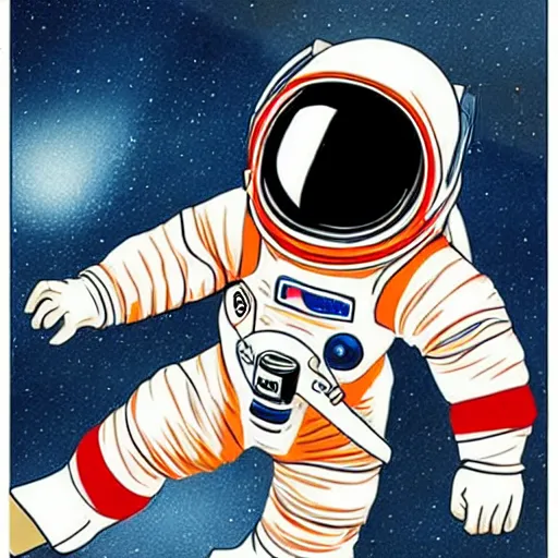 Prompt: An astronaut in space riding on a rocket, in the style of ivan rabuzin