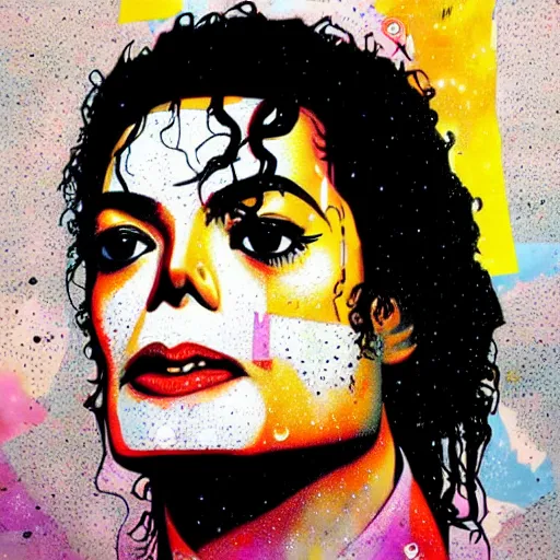 Image similar to portrait of Michael Jackson in a cosmic environment by Sandra Chevrier