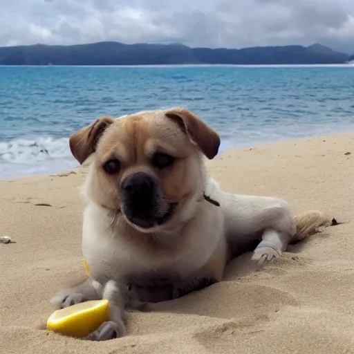 Image similar to lemon relaxing on the beach