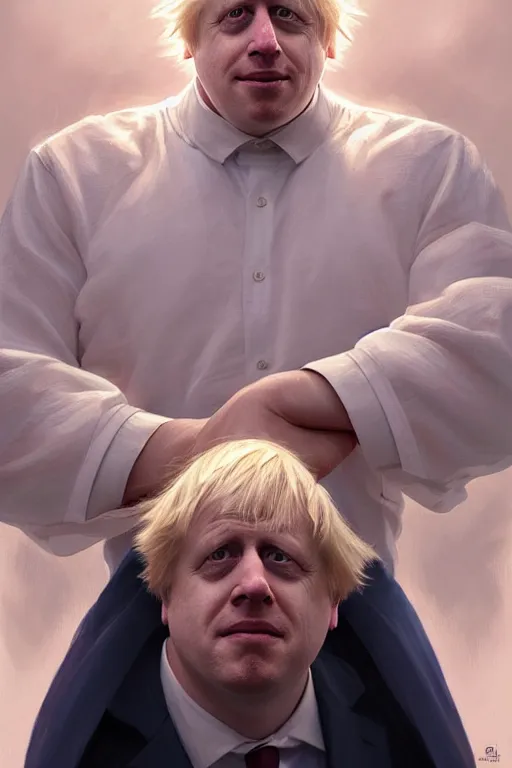 Prompt: boris johnson as patrick the star, realistic portrait, symmetrical, highly detailed, digital painting, artstation, concept art, smooth, sharp focus, illustration, cinematic lighting, art by artgerm and greg rutkowski and alphonse mucha