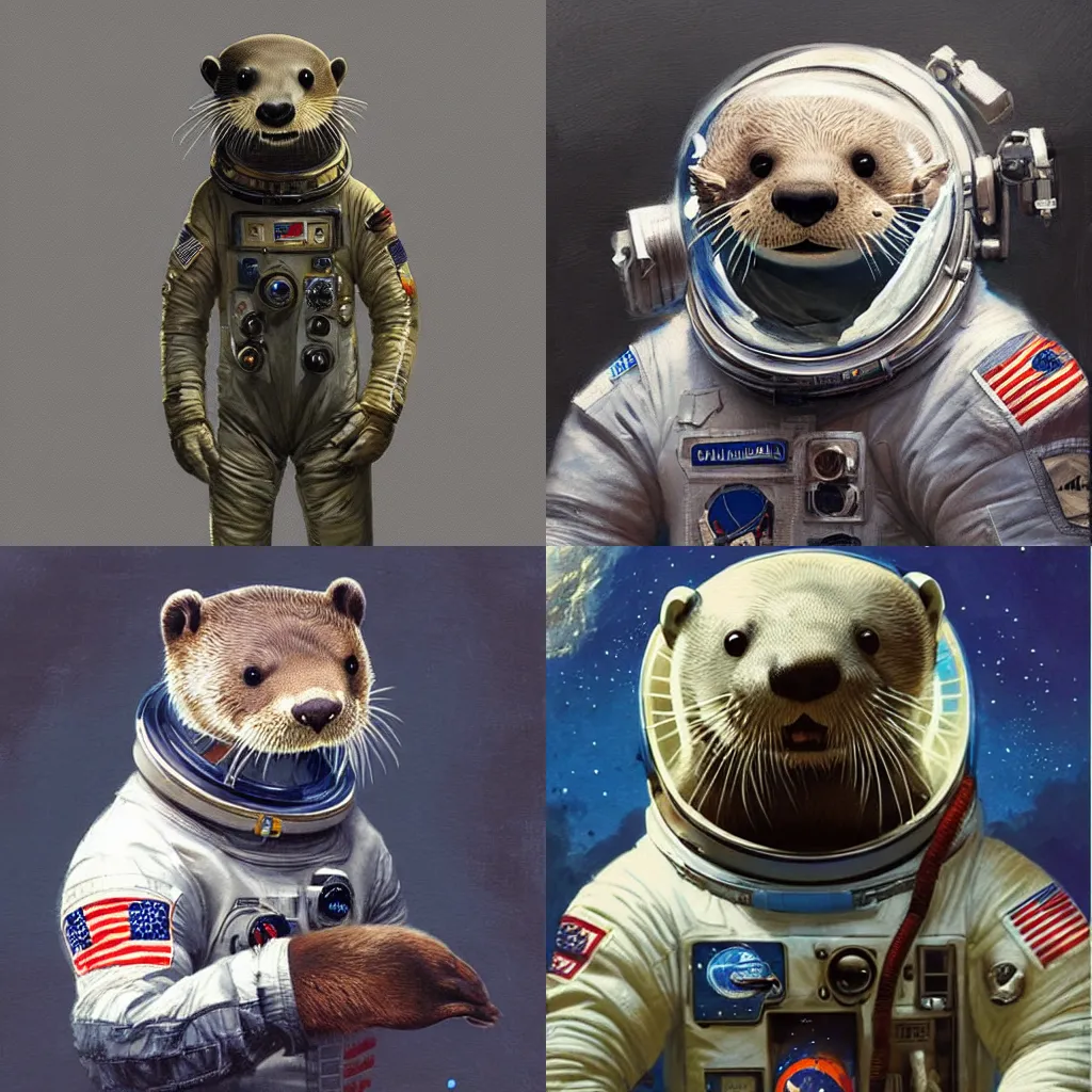 Prompt: an otter in an astronaut suit,digital art,highly detailed,art by greg rutkowski,trending on deviantart