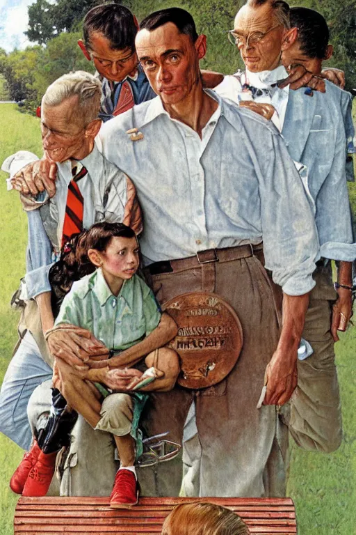 Image similar to Forrest Gump painted by Norman Rockwell