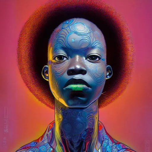 Image similar to citizen portrait afrofuturism soft light painted by james jean and katsuhiro otomo and erik jones, inspired by appleseed anime, smooth face feature, intricate oil painting, high detail illustration, sharp high detail, manga and anime 1 9 9 9