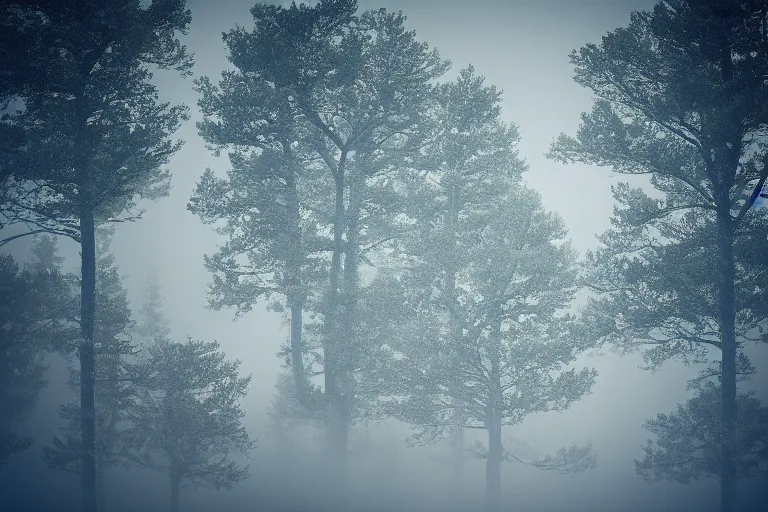 Prompt: portrait of juniper trees in a forest during a blizzard. shadow and light. rays of light. energetic, dynamic, lively, detailed, intricate, complex. fine art by hayao miyazaki, akira toriyama, makoto shinkai, and ohara koson. studio lighting. tilt and shift lens. bokeh.