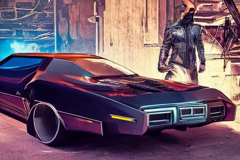 Image similar to cyberpunk version of a 1 9 7 2 buick riviera