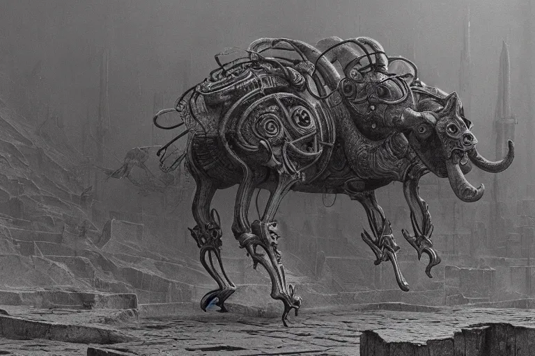 Image similar to labyrinth of minotaur, by giger, stalenhag, beksinski, retro sci - fi movie, highly detailed, photorealistic, illustration, 8 k, artstation