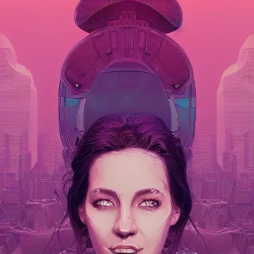 Image similar to a beautiful detailed line art illustration centered character portrait glamour shot of an attractive female biting her lip, centered, by dan mumford and moebius and paul lehr and beeple, trending on artstation, plain background, photoreal, 8 k, 3 d sculpture, unreal engine