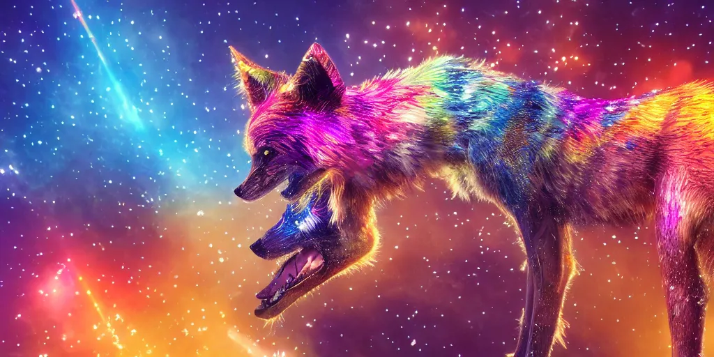 Prompt: sparkle dog, realistic 4 k octane beautifully detailed render, 4 k post - processing, highly detailed, intricate complexity, epic composition, magical atmosphere, cinematic lighting, masterpiece, ultra hd