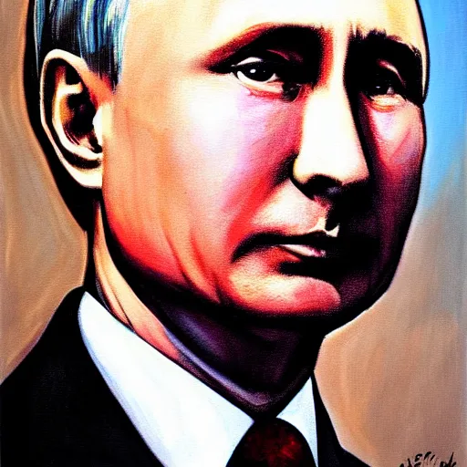 Prompt: american presidential portrait painting of vladimir putin