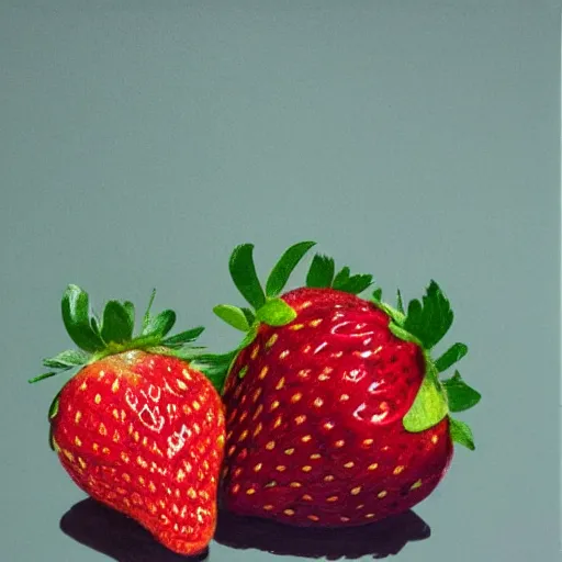 Prompt: strawberry in trial, hyperreal