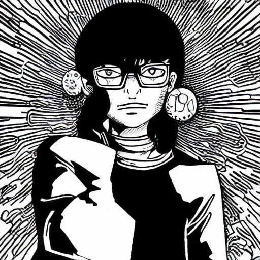 Prompt: a powerful psychic man emitting psychic powers, by innio asano,