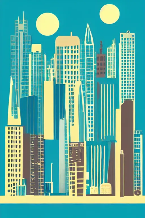 Image similar to minimalist boho style art of a big city, illustration, vector art