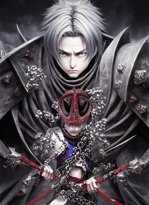 Prompt: complex 3 d render hyper realistic illustration of a powerful necromancer, d & d, medieval fantasy, epic scene, art by takeshi obata + billelis + hirohiko araki