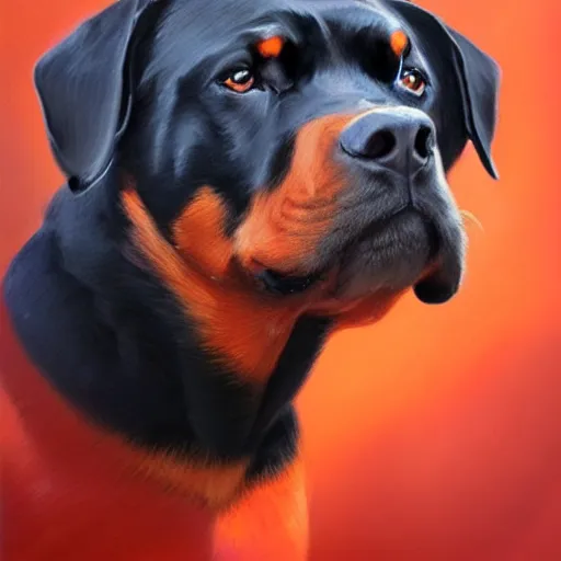 Prompt: buff rottweiler, oil painting, artgerm, portrait, highly detailed, artstation