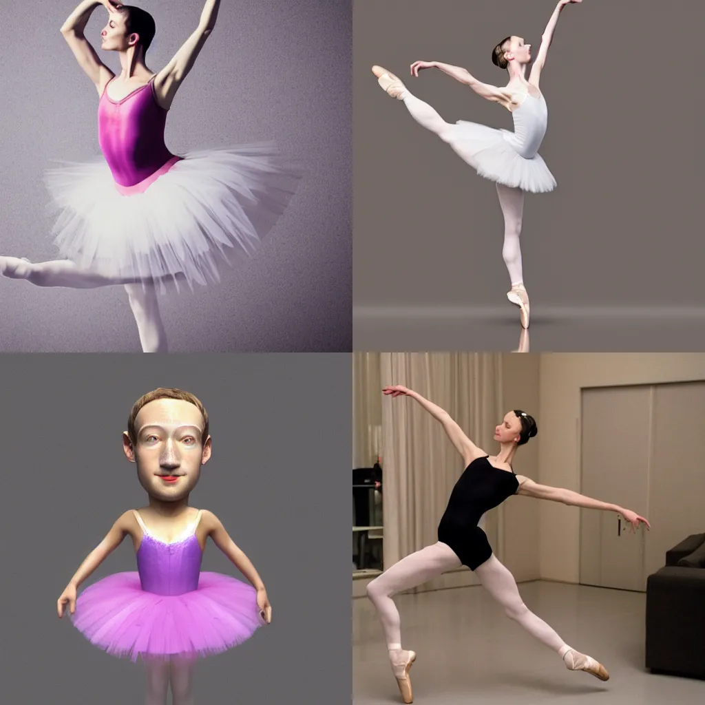 Prompt: ballerina as Mark Zuckerberg