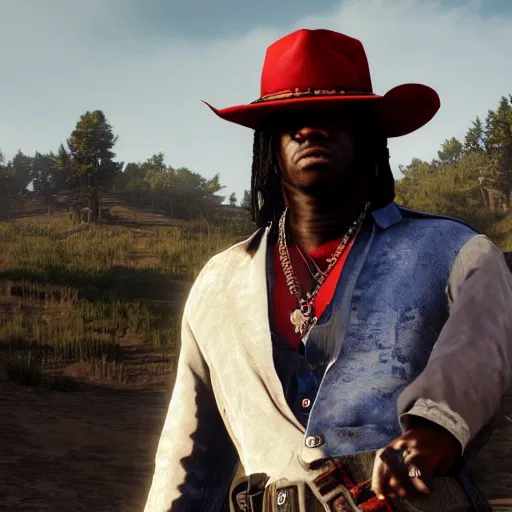 Image similar to Rapper Chief Keef In red dead redemption 2 digital art 4K quality super realistic