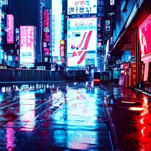 Image similar to cyberpunk tokyo neon sign ultrarealistic 8k rain reflection photography 150mpx skyscrapper