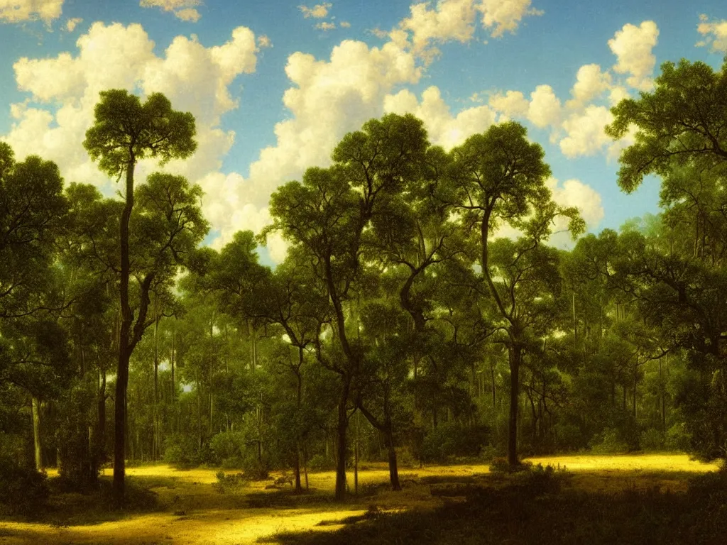 Prompt: A Beautiful Wilderness Landscape in Old Florida, by Martin Johnson Heade