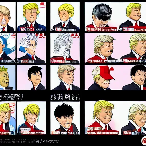 Prompt: donald trump in the style of yusuke murata