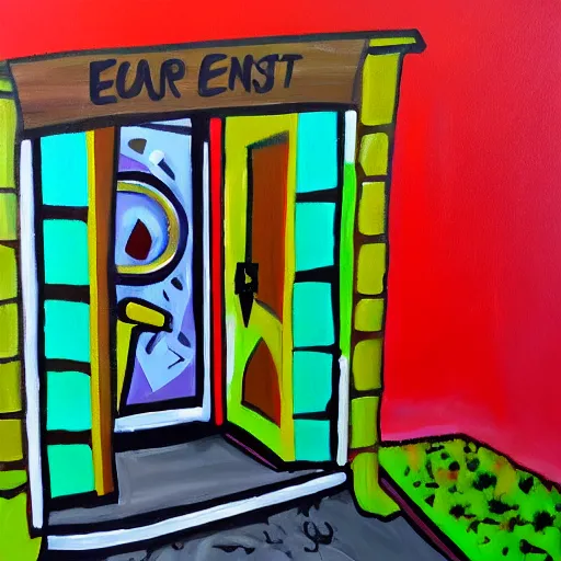 Image similar to just finished this acrylic painting. my best work yet i think : ) i call it'enter at your own risk'