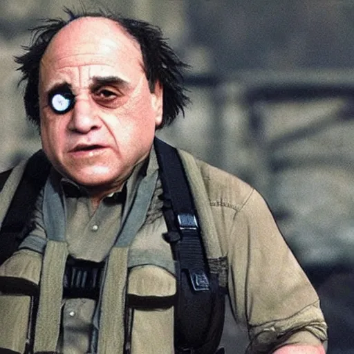 Prompt: danny devito as solid snake in metal gear solid, playstation 1