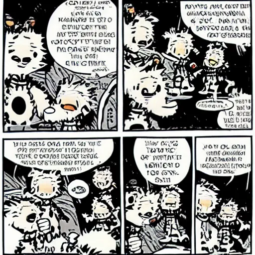 Image similar to “Calvin and Hobbes getting the ring from Mordor”