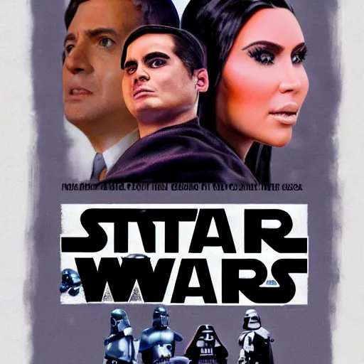 Image similar to super detailed star wars movie poster with ben shapiro, snooki and kim kardashian, 8k full HD photo, cinematic lighting, anatomically correct, oscar award winning, action filled, correct eye placement,