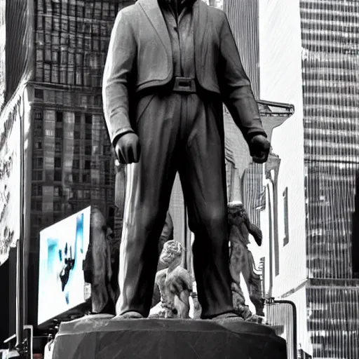 Image similar to extremely detailed renaissance sculpture of walter white by michelangelo, standing in times square, 3 d render, hyper detailed, sharp focus, 8 k resolution