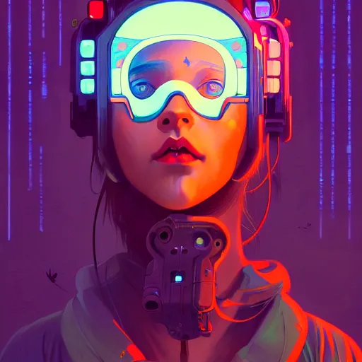 Prompt: a beautiful portrait painting of a ( cyberpunk ) girl who is blindfolded by simon stalenhag and pascal blanche and alphonse mucha!! and nekro!! and josan gonzalez. in style of digital art. colorful comic, film noirs, symmetry, brush stroke, vibrating colors, hyper detailed. octane render. trending on artstation