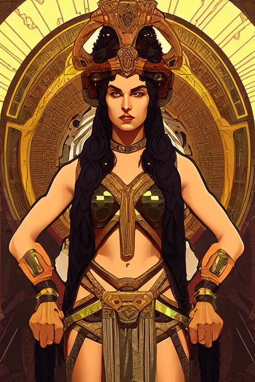 Image similar to pixel art of the Greek godess Hera looking angry, rusty armor, portrait, beautiful face, symmetric face, by Artgerm and Greg Rutkowski and Alphonse Mucha