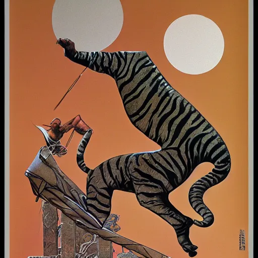 Image similar to [ origami tiger ] by moebius, norman rockwell, frank frazetta, and syd mead