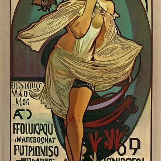 Image similar to Advertising for futuristic car by Alphonse Mucha