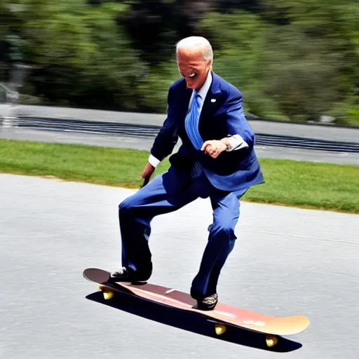 Image similar to Joe Biden riding a skateboard, hd