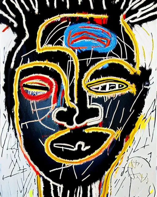 Image similar to A extremely ultra highly detailed majestic hi-res beautiful immaculate head and shoulders award winning painting stunning masterpiece of the face of a ultra highly detailed strong black ultra detailed African mask portrait by Jean-Michel Basquiat, 8k, high textures, ultra hyper sharp, insanely detailed and intricate, super detailed, 8k HDR ultra high quality, high detail, hyperrealistic, photorealistic, octane render, cinematic, high textures, hyper sharp, 4k insanely detailed and intricate, hypermaximalist, 8k, hyper realistic, super detailed, 4k HDR hyper realistic high