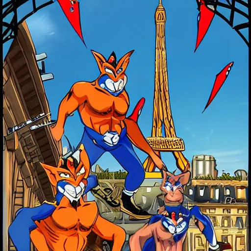 Image similar to swat kats in paris, extremely detailed, cinematic shot, close angle, eiffel tower in the background