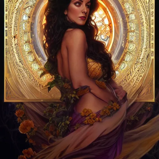 Image similar to ultra realistic illustration, deanna troi as persephone, intricate, elegant, highly detailed, digital painting, artstation, concept art, smooth, sharp focus, illustration, art by artgerm and greg rutkowski and alphonse mucha